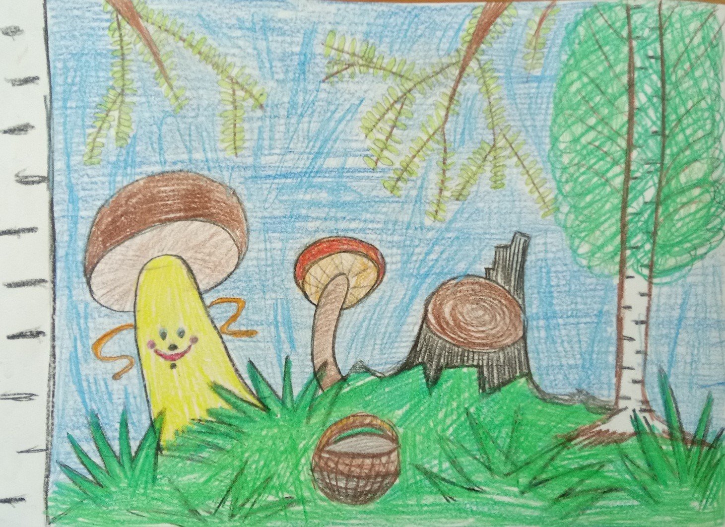 Рисование.в лес по грибы