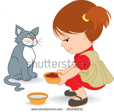Рисунки девочка кормит котенка (38 фото)