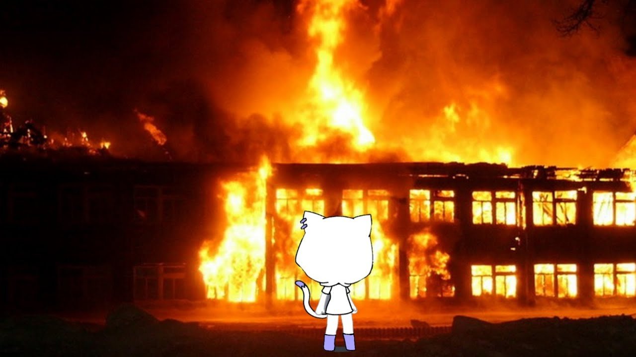 Взрыв школы видео. Школа горит гача лайф. Школа горит фон. Школа горящая в огне. Горящая школа изнутри.