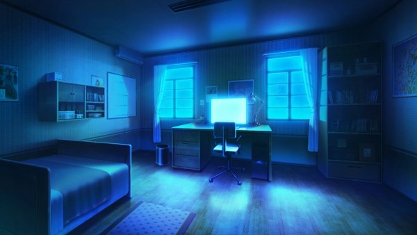 Фон аниме темная комната с кроватью (42 фото)