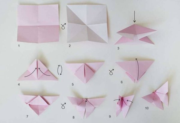 Оригами бабочка из квадрата (45 фото)