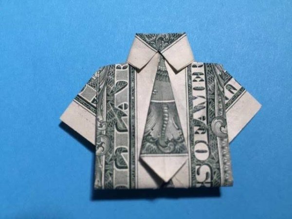 Оригами из 100 рублей рубашка с галстуком (42 фото)