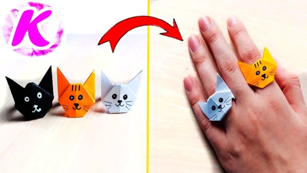 Оригами кольцо котенок (40 фото)