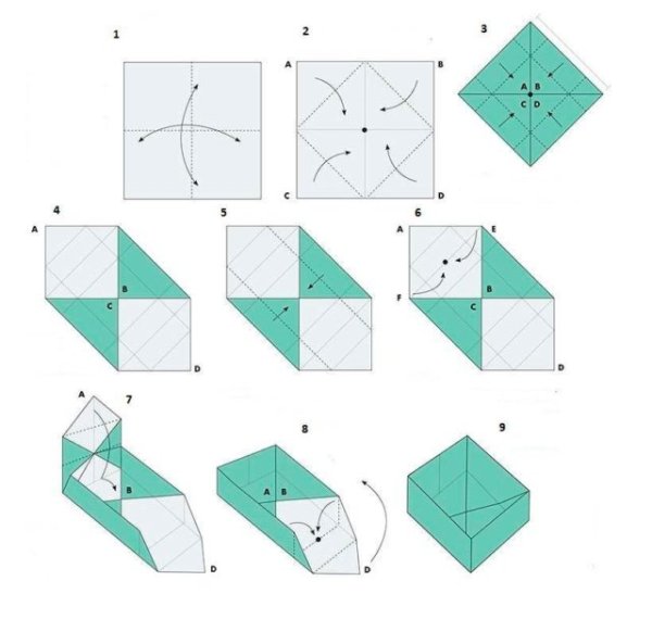 Оригами коробочка из квадрата (43 фото)