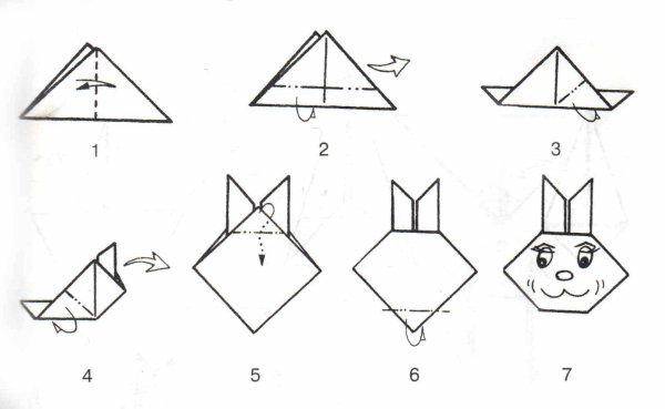 Заяц оригами из бумаги схемы для детей