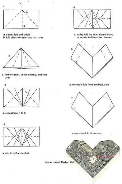 Оригами сердце из денег (41 фото)