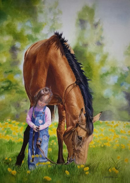 Рисунки девочка на лошади (43 фото)