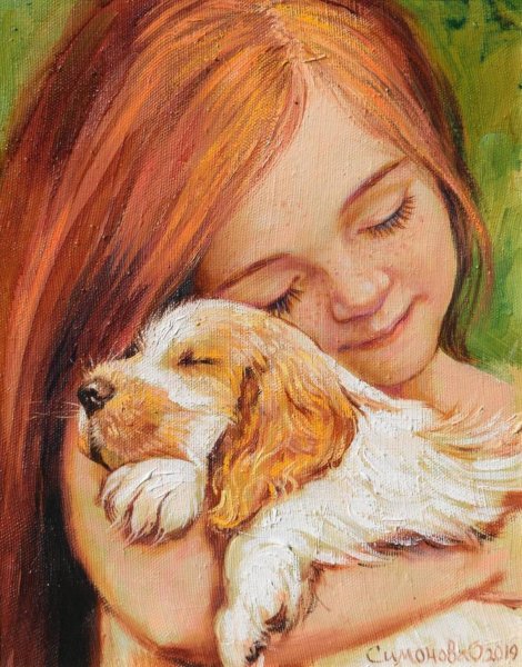 Рисунки девочка с собакой (44 фото)