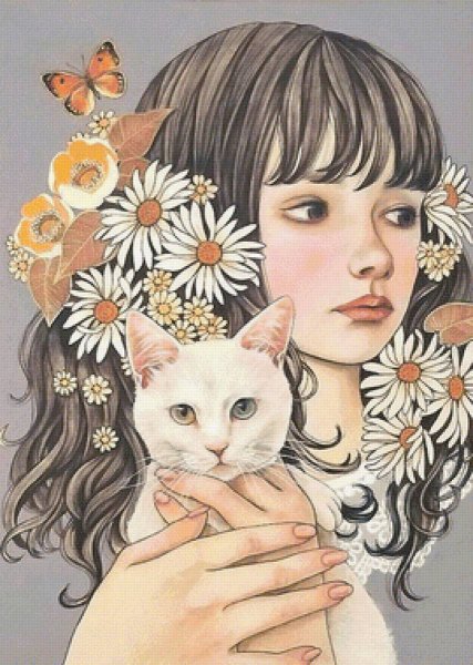 Рисунки девушка держит кота (39 фото)