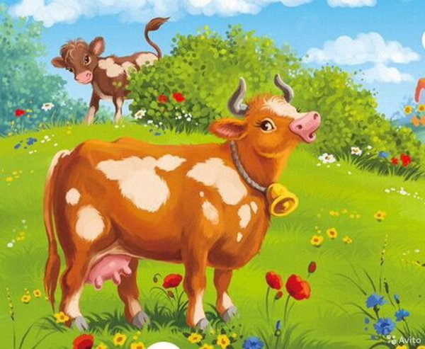 Рисунки корова на лугу (40 фото)