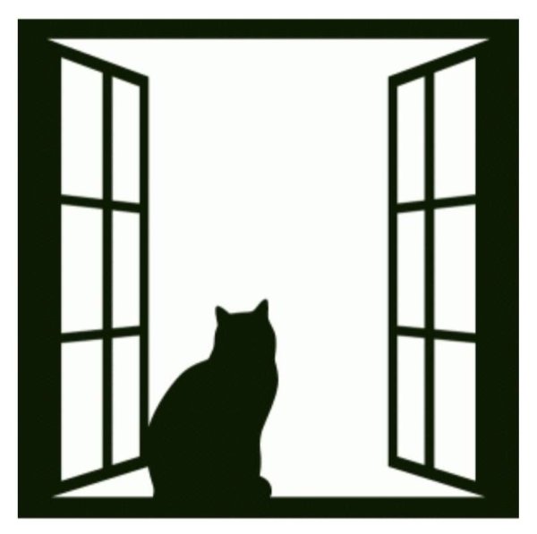 Рисунки кошки сидящей на окошке (38 фото)