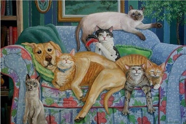 Рисунки кота в доме (40 фото)