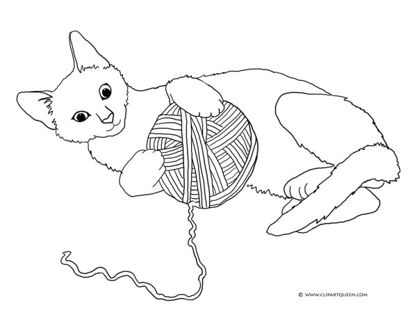 Рисунки котенок с нитками (41 фото)