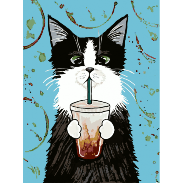 Рисунки коты пьют (40 фото)