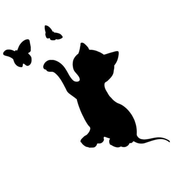 Рисунки котик с бабочкой (39 фото)