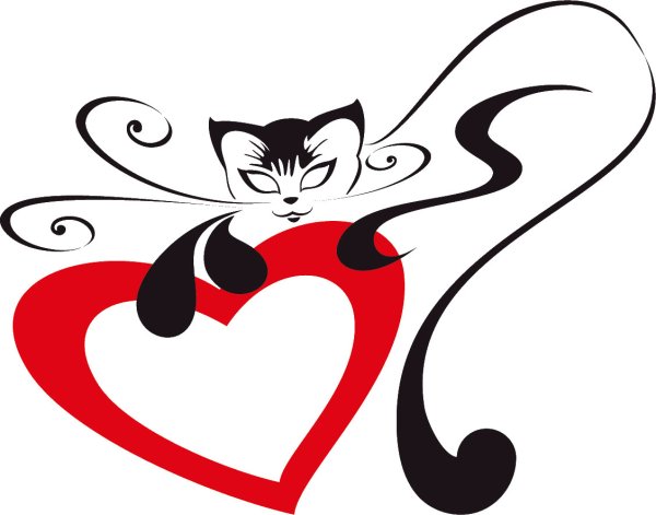 Рисунки котик с сердцем (37 фото)