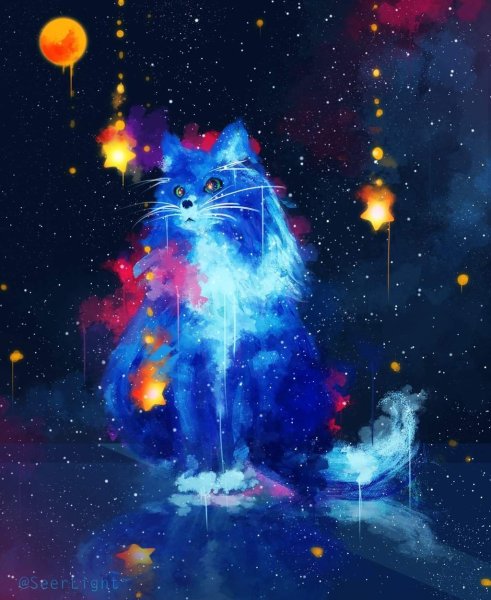 Рисунки котик в космосе (43 фото)