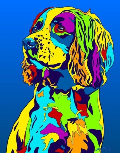 Рисунки красочные собаки (40 фото)
