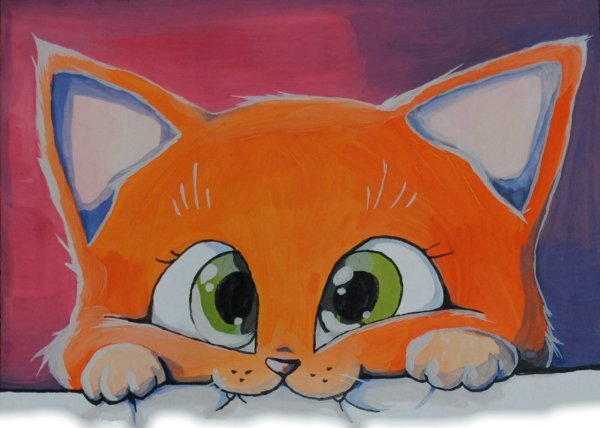 Рисунки оранжевый котенок (41 фото)