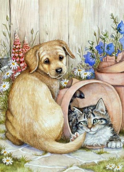 Рисунки пес и котенок (41 фото)