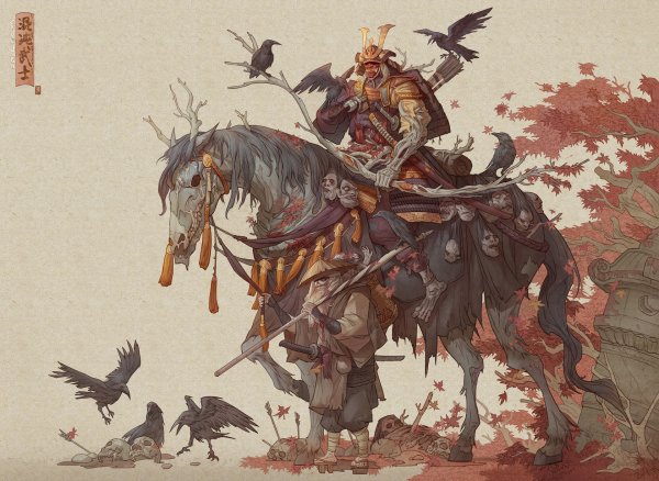 Рисунки самурай на лошади (41 фото)