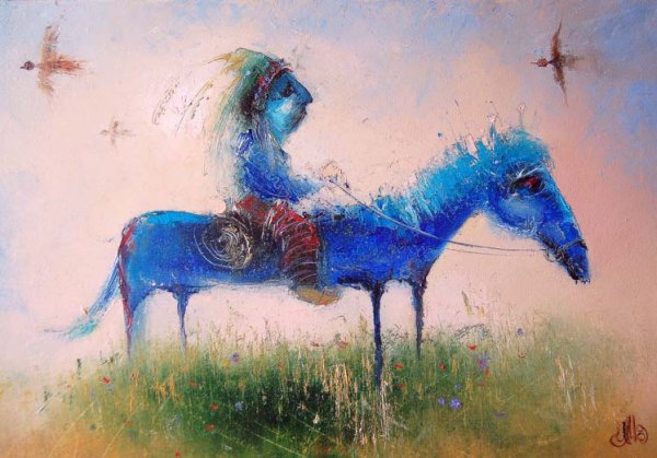 Рисунки синий конь (36 фото)