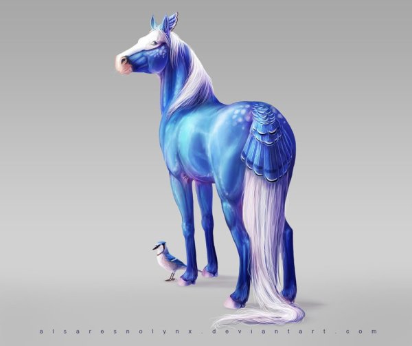 Рисунки синяя лошадь (41 фото)