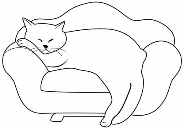 Рисунки толстый кот на диване (39 фото)