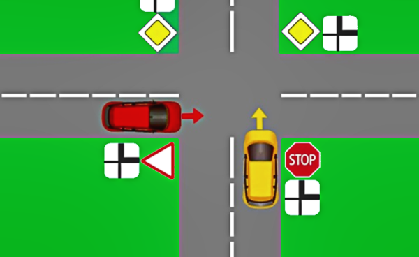 Знак уступи дорогу на желтом фоне (43 фото)