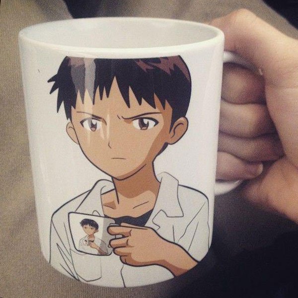 Евангелион Синдзи с кружкой