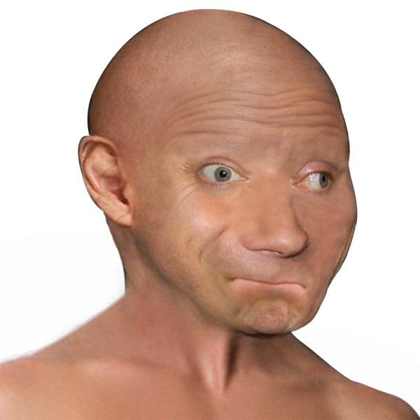 Лысый мужик ест чипсы