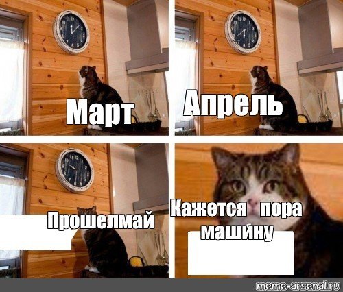 Мем с котом и часами