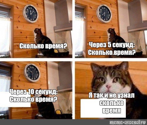 Мем с котом и часами