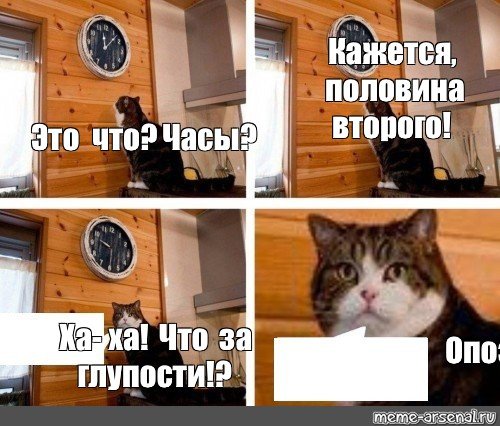 Мем с котом и часами