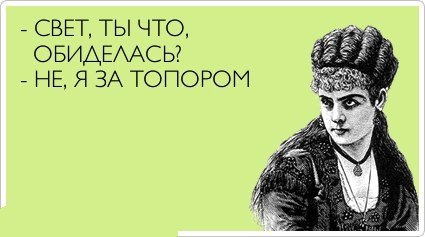 Ты обиделась нет я за топором