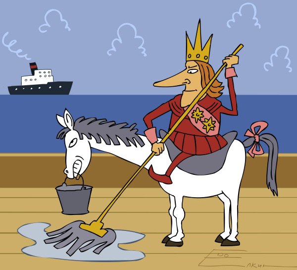 Смешной рыцарь на коне