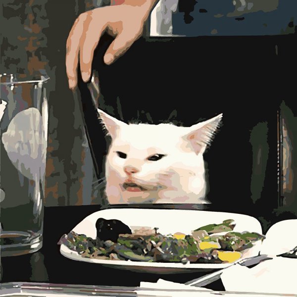 Мем с котом за столом