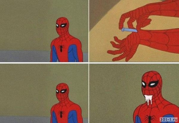 Человек паук показывает на человека паука