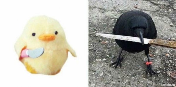 Утенок с ножом игрушка