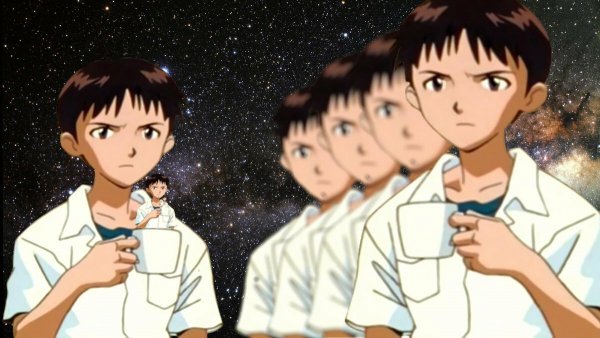 Синдзи Икари с кружкой