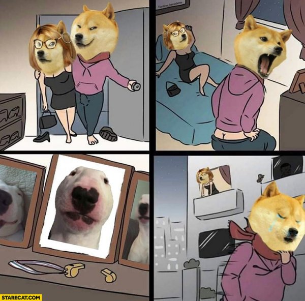 Шаблон мема с собаками