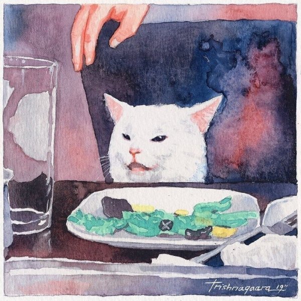 Мемы с котом за столом и девушками