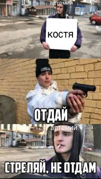Мем котик стреляй не отдам