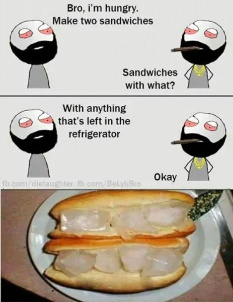 Человек ест бутерброд