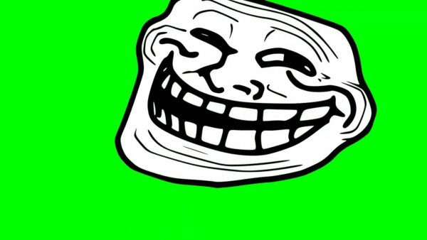 Trollface на зелёном фоне