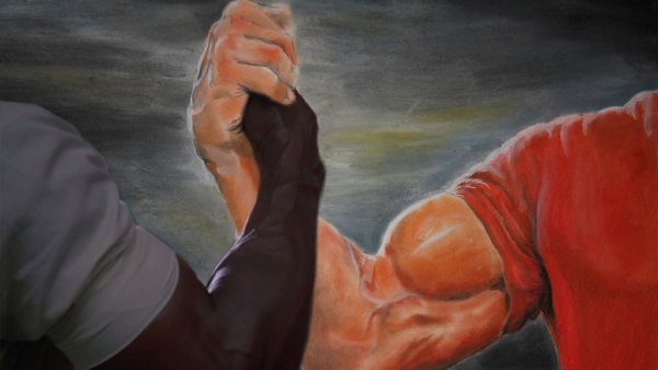 Белая и черная рука Мем