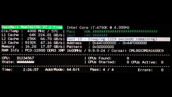 Интерфейс memtest86+