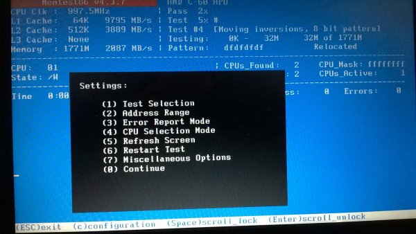 Memtest86+ тестирование