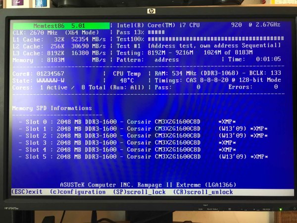Тестирование оперативной памяти memtest
