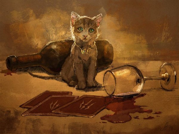 Котик с вином арт